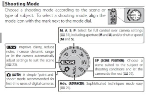 Shooting Modes for the F550EXR